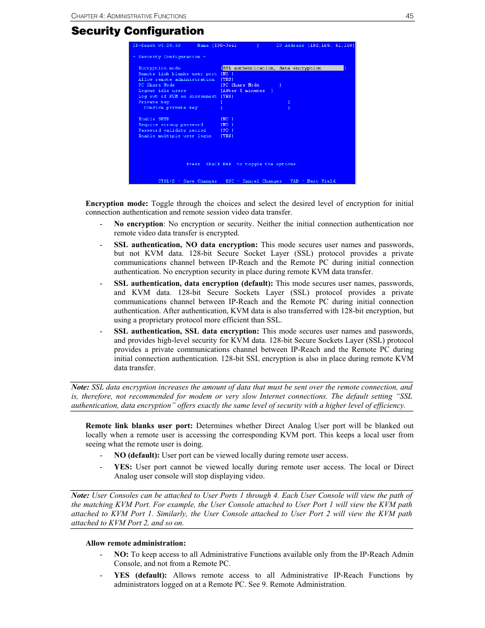 Security configuration | Raritan Computer Raritan TeleReach TR361 User Manual | Page 53 / 84