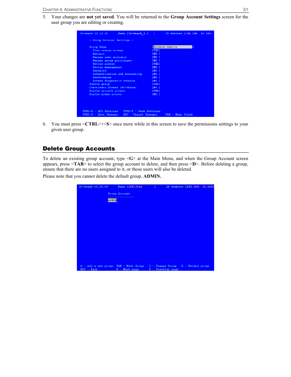 Delete group accounts | Raritan Computer Raritan TeleReach TR361 User Manual | Page 59 / 84