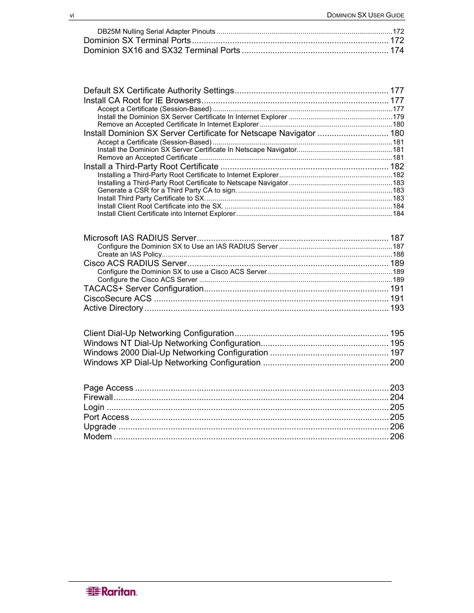 Raritan Computer SX User Manual | Page 10 / 226