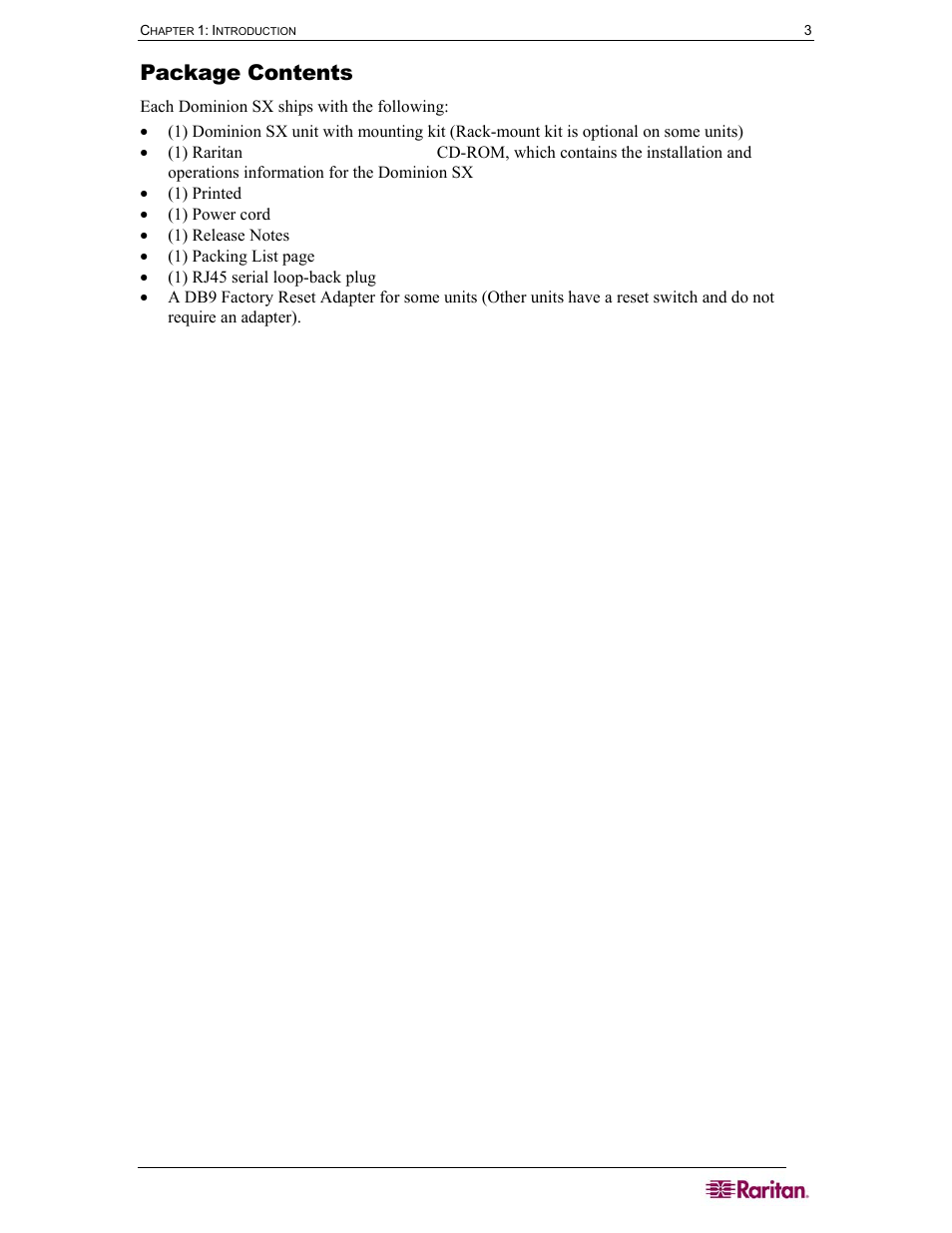 Package contents | Raritan Computer SX User Manual | Page 21 / 226