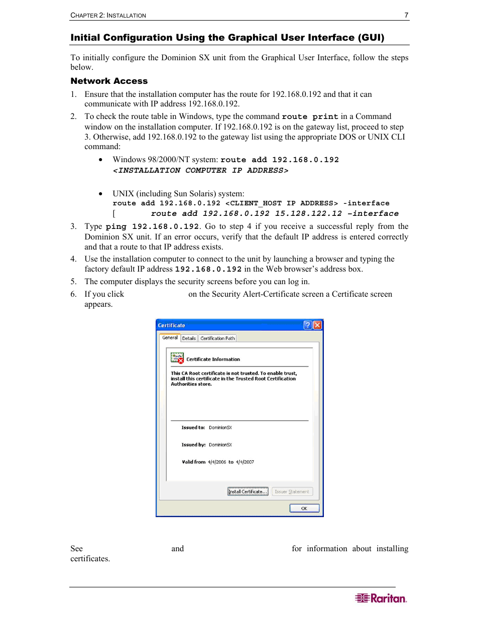 Figure 5 certificate information | Raritan Computer SX User Manual | Page 25 / 226