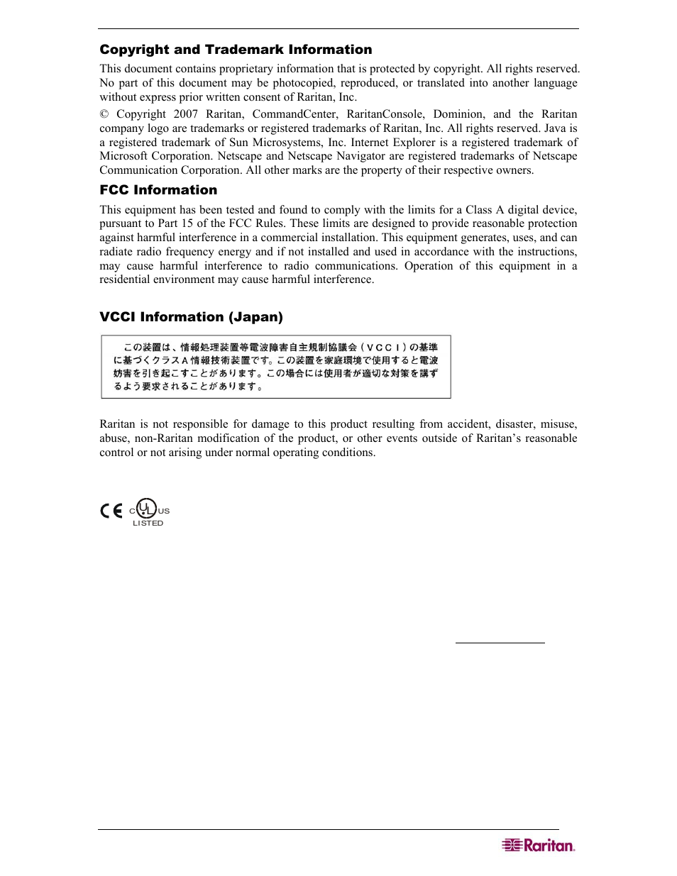 Raritan Computer SX User Manual | Page 3 / 226