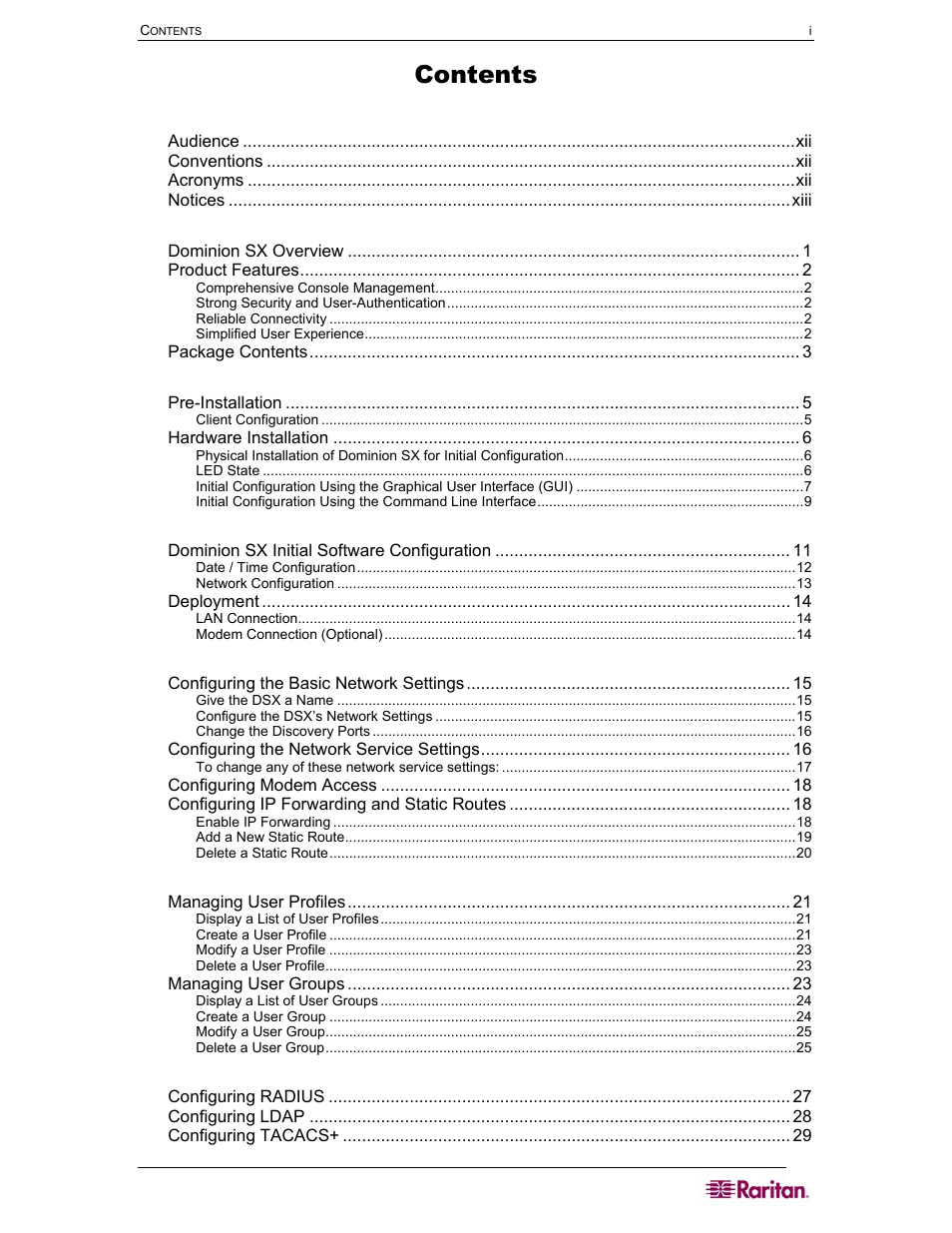 Raritan Computer SX User Manual | Page 5 / 226