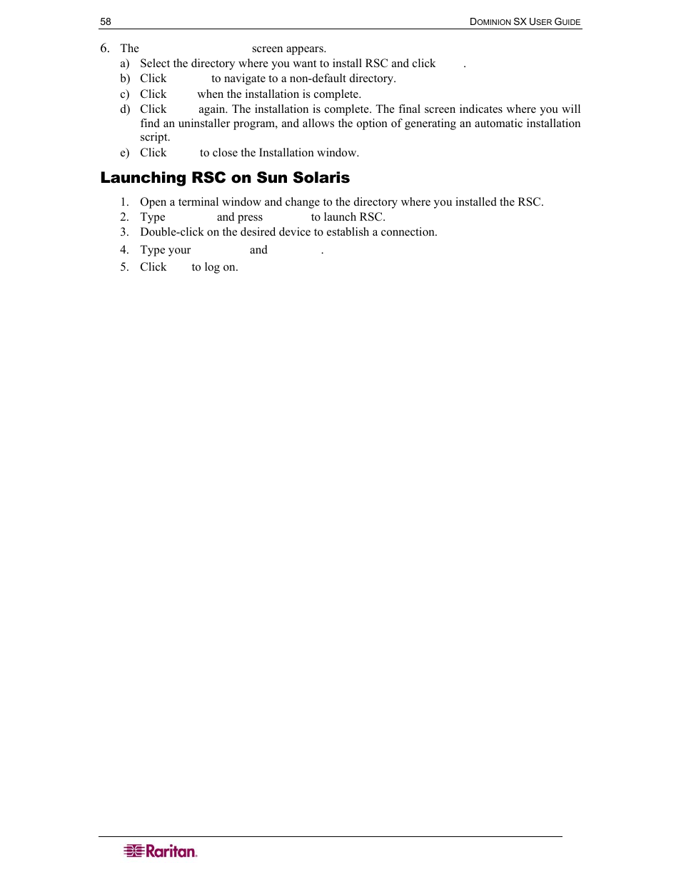Launching rsc on sun solaris | Raritan Computer SX User Manual | Page 76 / 226