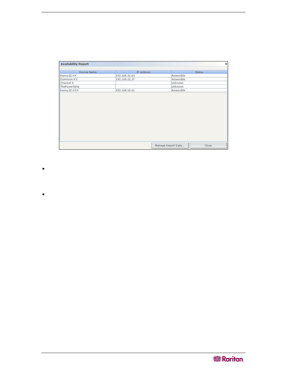 Availability report, Figure 118 availability report | Raritan Computer CC-SG User Manual | Page 137 / 258