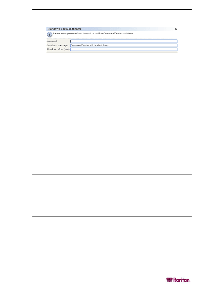 Restarting cc-sg after shutdown, End cc-sg session, Log out | Exit cc-sg, Figure 142 shutdown cc-sg screen | Raritan Computer CC-SG User Manual | Page 157 / 258