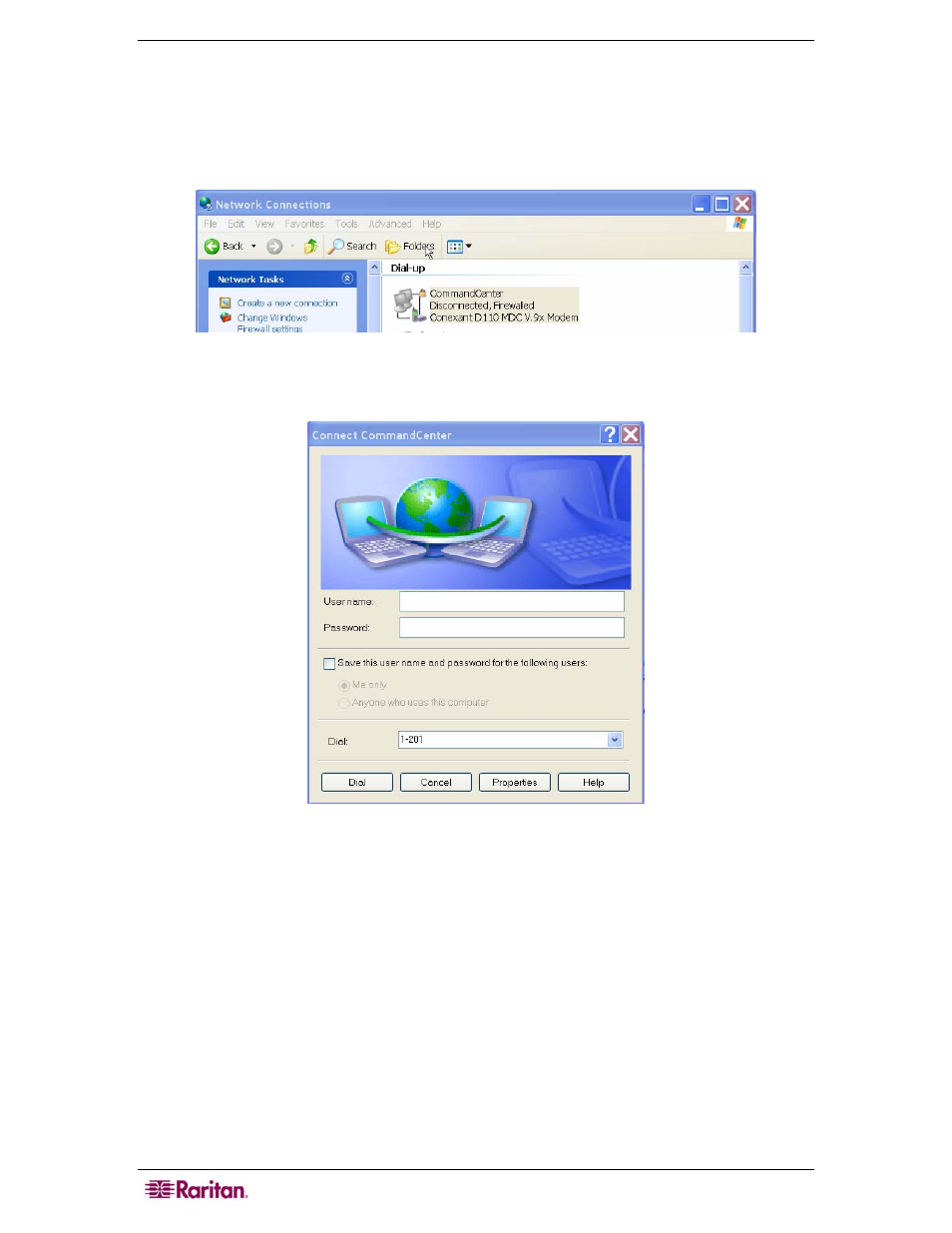 Figure 164 connecting to cc-sg, Figure 165 entering username and password | Raritan Computer CC-SG User Manual | Page 174 / 258