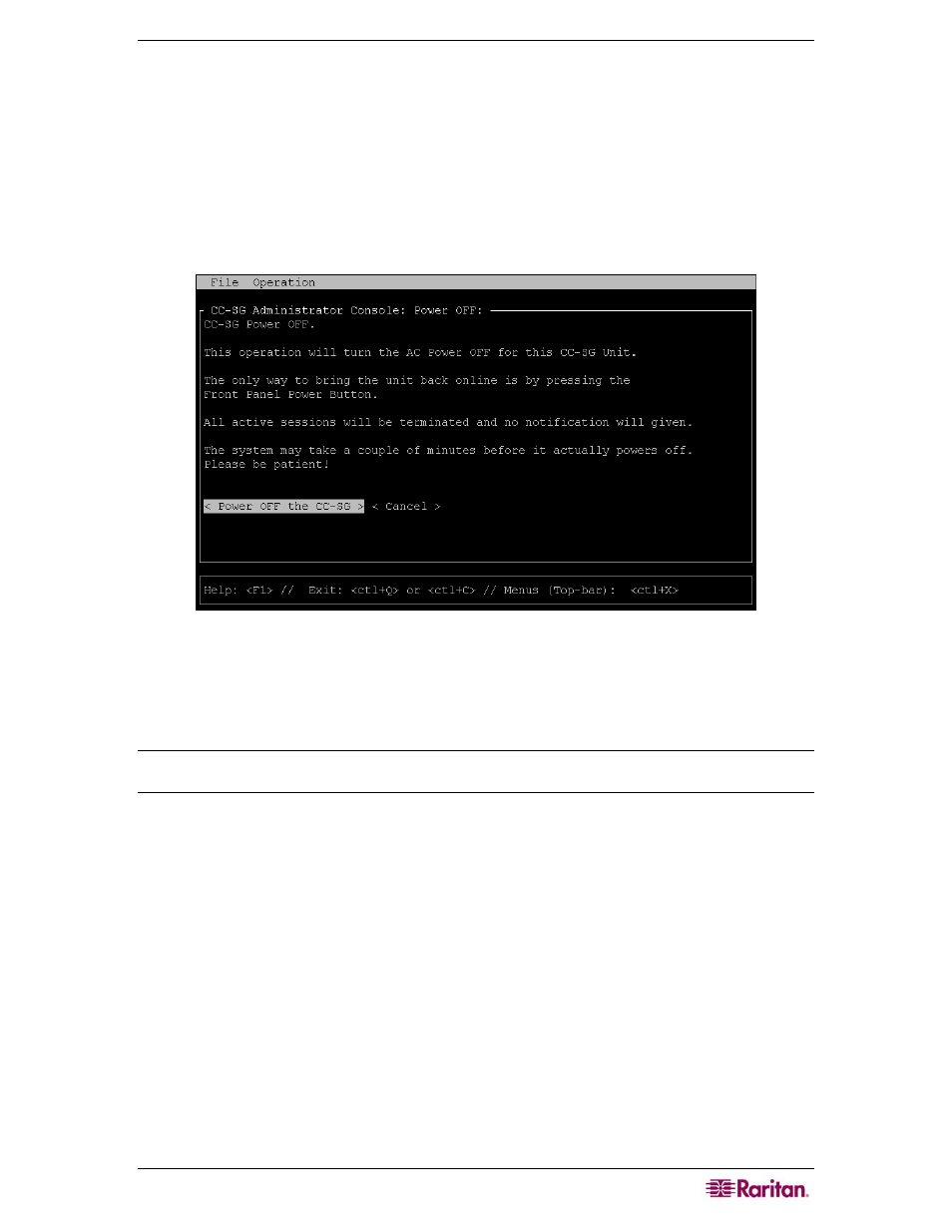 Figure 205 power down cc-sg in diagnostic console | Raritan Computer CC-SG User Manual | Page 217 / 258