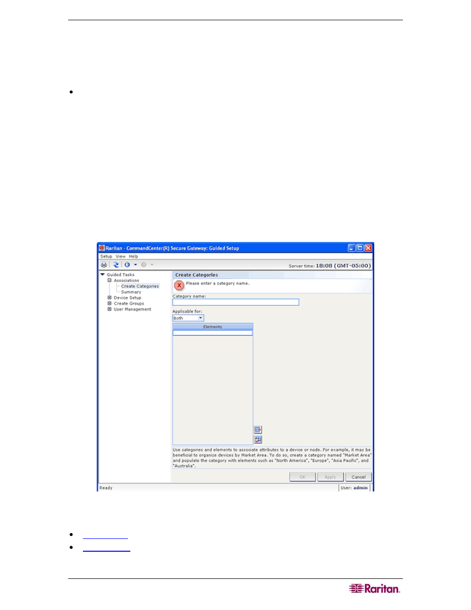 Chapter 3: configuring cc-sg with guided setup, Prepare to configure cc-sg with guided setup, Guided setup overview | Start guided setup, Figure 9 guided setup window | Raritan Computer CC-SG User Manual | Page 27 / 258