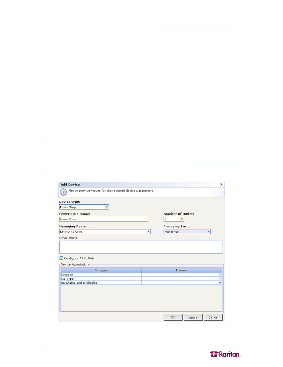 Adding a powerstrip device, Figure 31 adding a powerstrip device | Raritan Computer CC-SG User Manual | Page 51 / 258