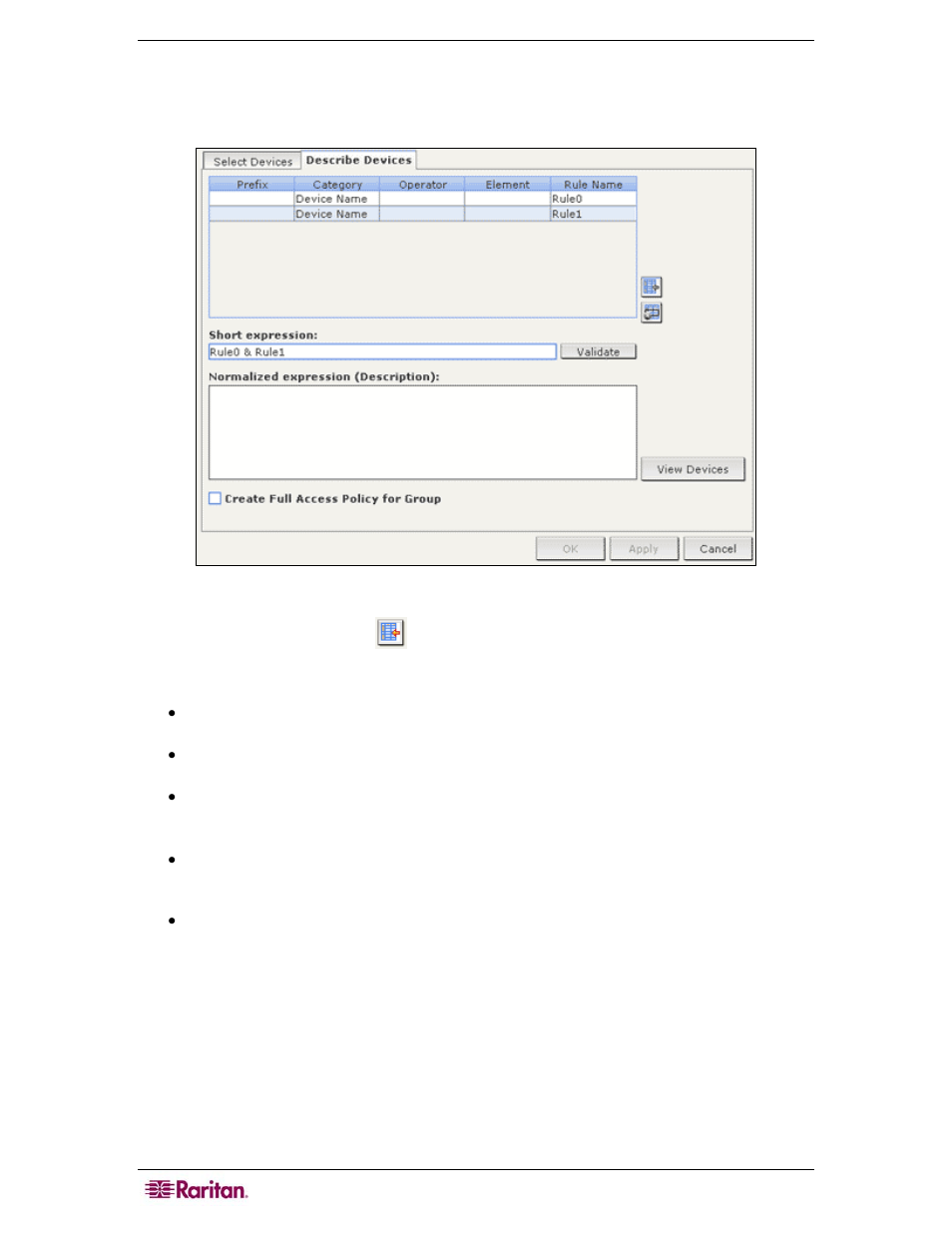 Figure 59 describe devices tab | Raritan Computer CC-SG User Manual | Page 74 / 258