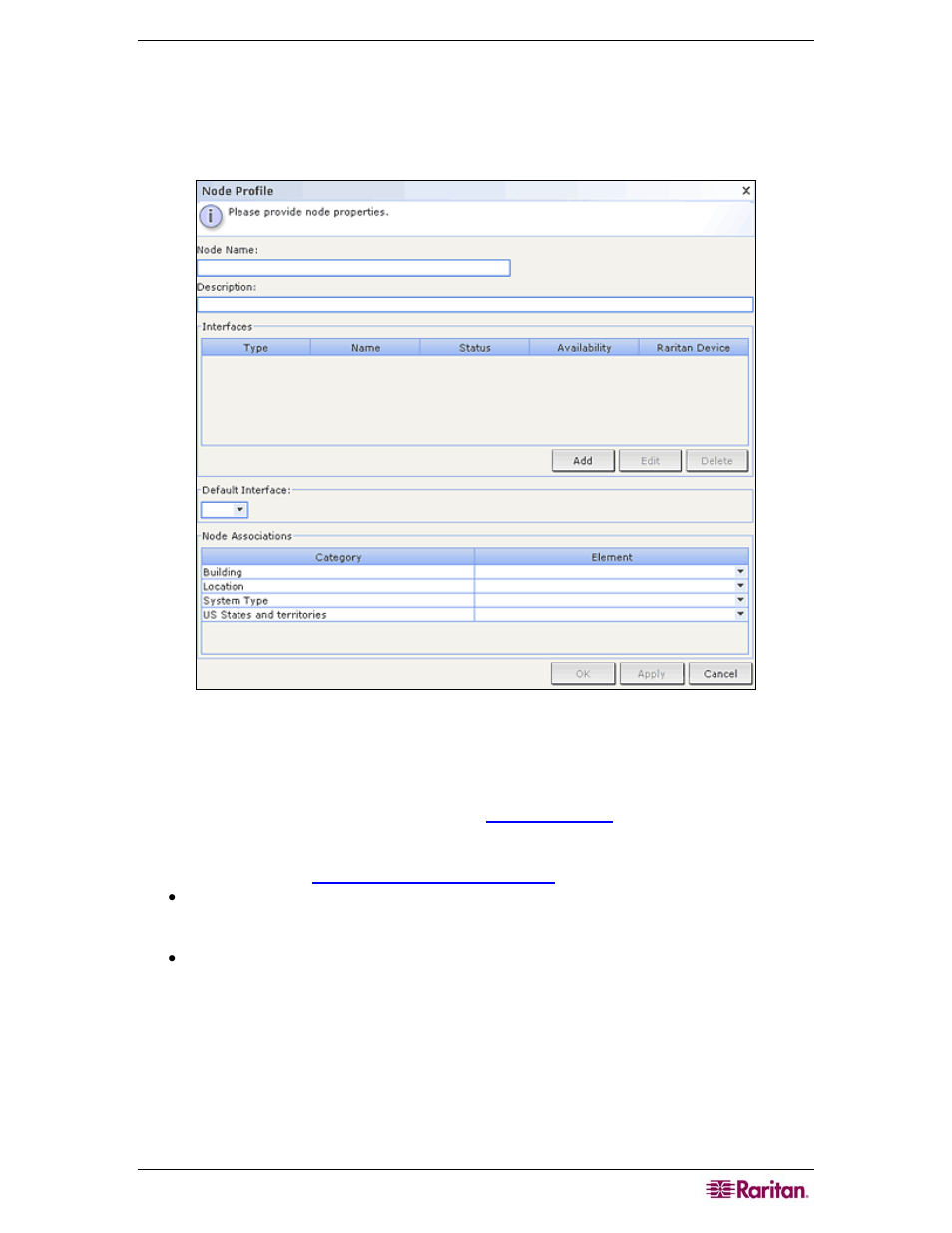 Add node, Add an interface, Figure 65 add node screen | Raritan Computer CC-SG User Manual | Page 81 / 258