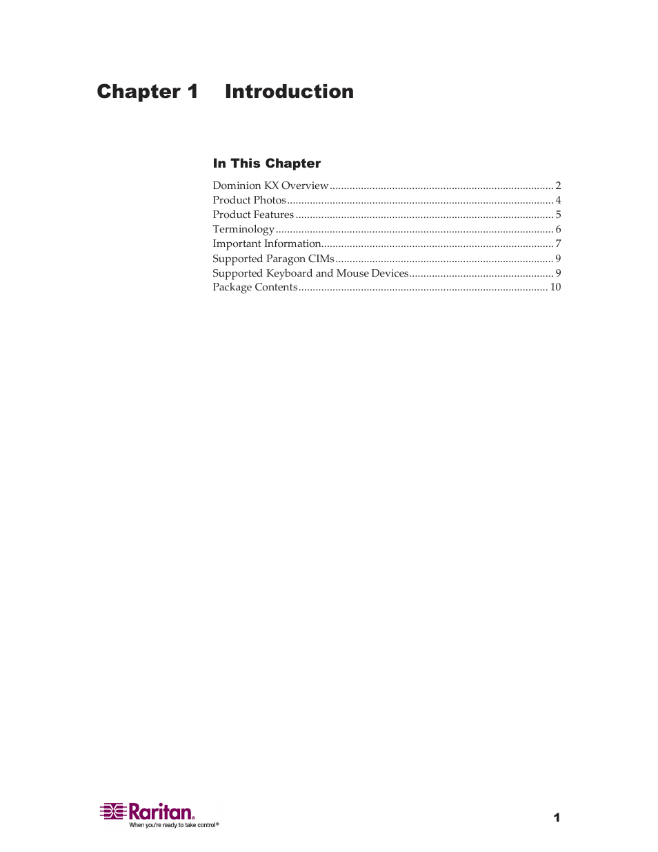 Chapter 1 introduction | Raritan Computer DKX416 User Manual | Page 11 / 269