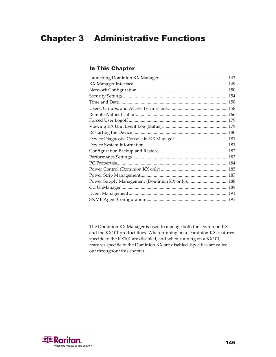 Chapter 3 administrative functions | Raritan Computer DKX416 User Manual | Page 156 / 269