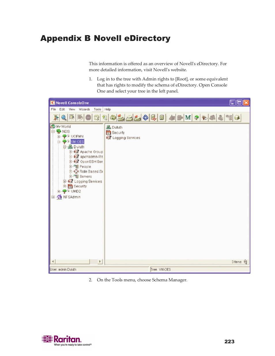 Appendix b novell edirectory | Raritan Computer DKX416 User Manual | Page 233 / 269