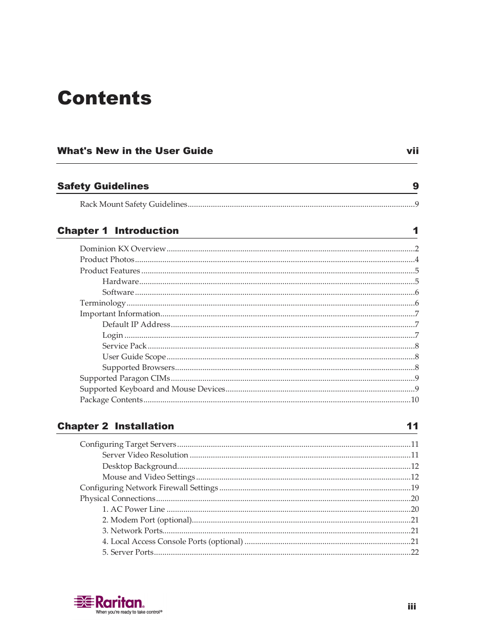 Raritan Computer DKX416 User Manual | Page 3 / 269