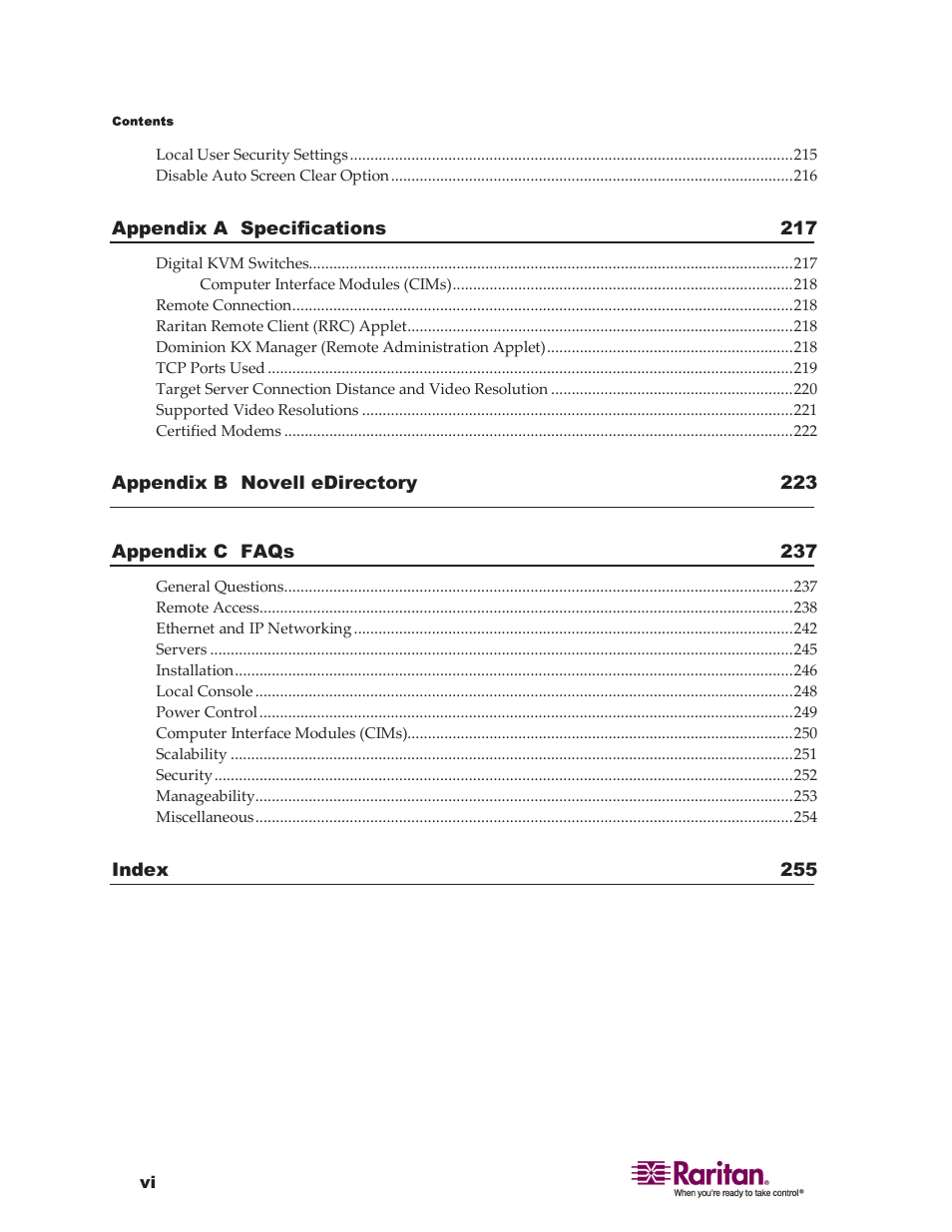 Raritan Computer DKX416 User Manual | Page 6 / 269