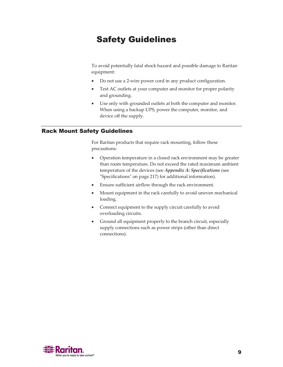 Safety guidelines | Raritan Computer DKX416 User Manual | Page 9 / 269
