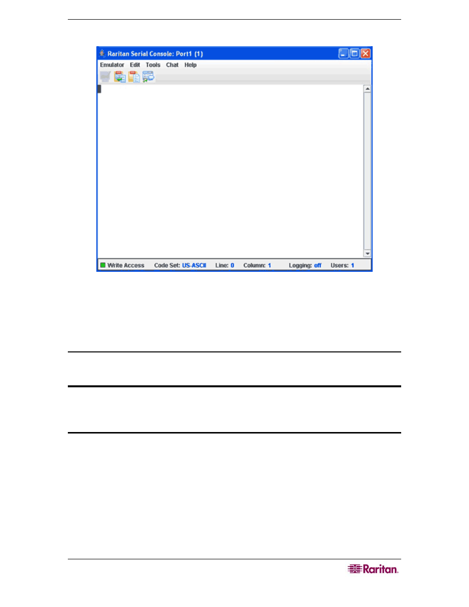 Accessing a serial interface for the first time, Figure 10 raritan serial console | Raritan Computer CommandCenter CC-SG User Manual | Page 23 / 58