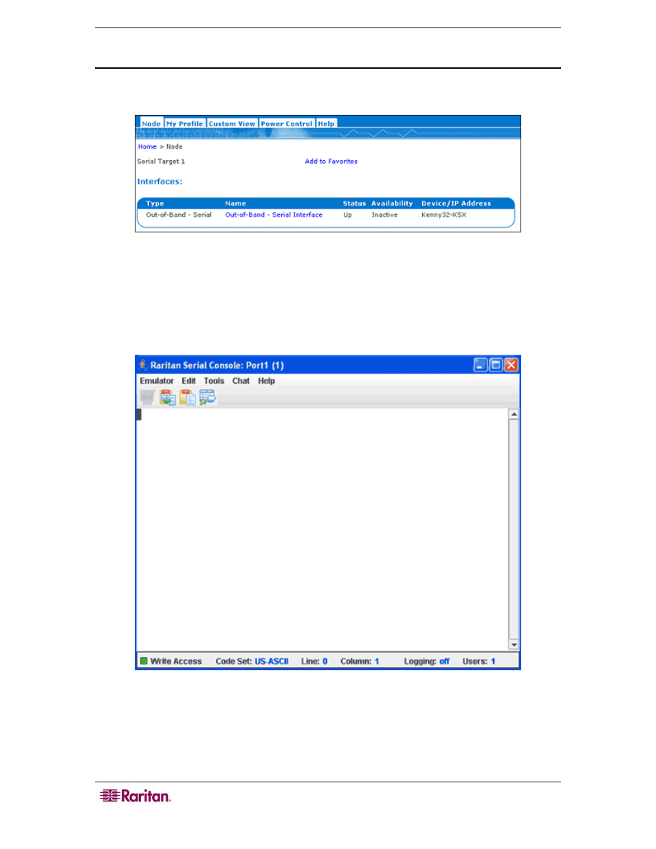 Figure 32 raritan serial client window | Raritan Computer CommandCenter CC-SG User Manual | Page 42 / 58