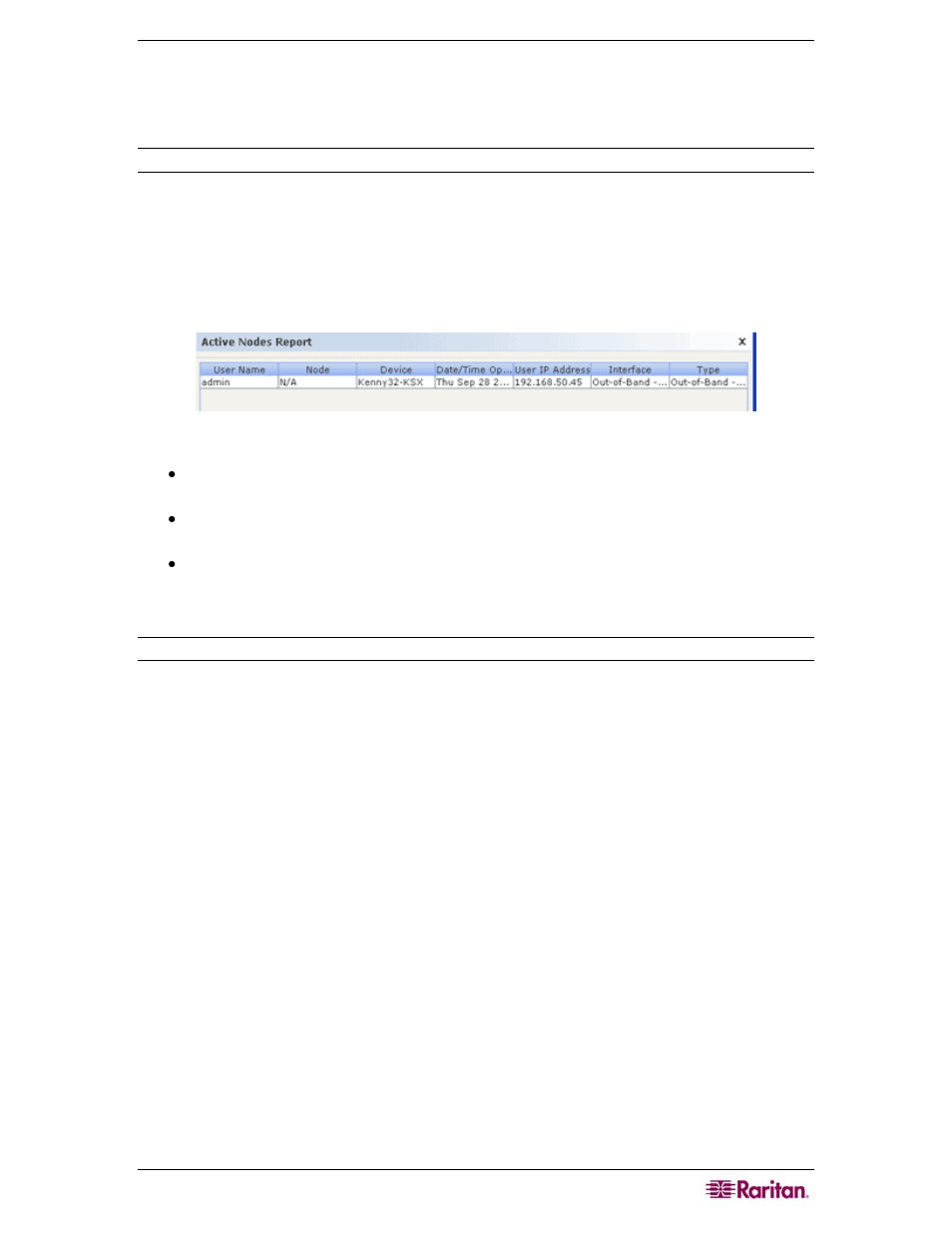 Chapter 5: generating reports, Active nodes report, Figure 43 active ports report | Raritan Computer CommandCenter CC-SG User Manual | Page 55 / 58