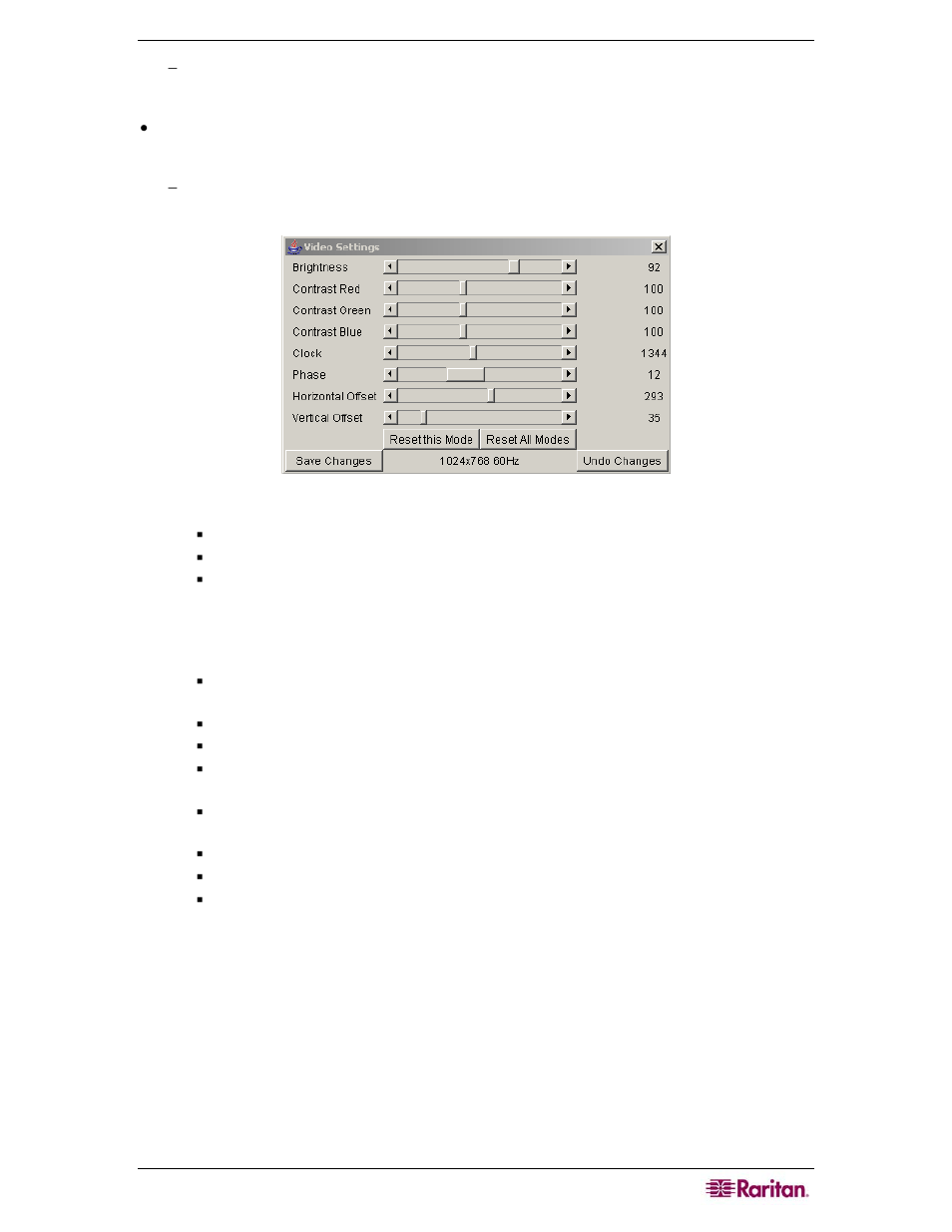 Figure 15 video settings panel | Raritan Computer MCIP18 User Manual | Page 27 / 80