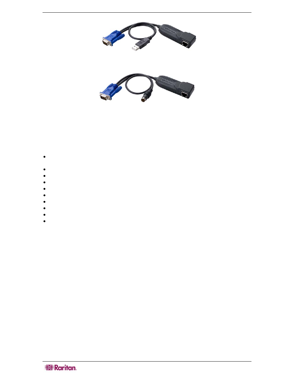 Product features, Figure 3 mzcim-usb, Figure 4 mzcim-sun | Raritan Computer MasterConsole Z User Manual | Page 8 / 34