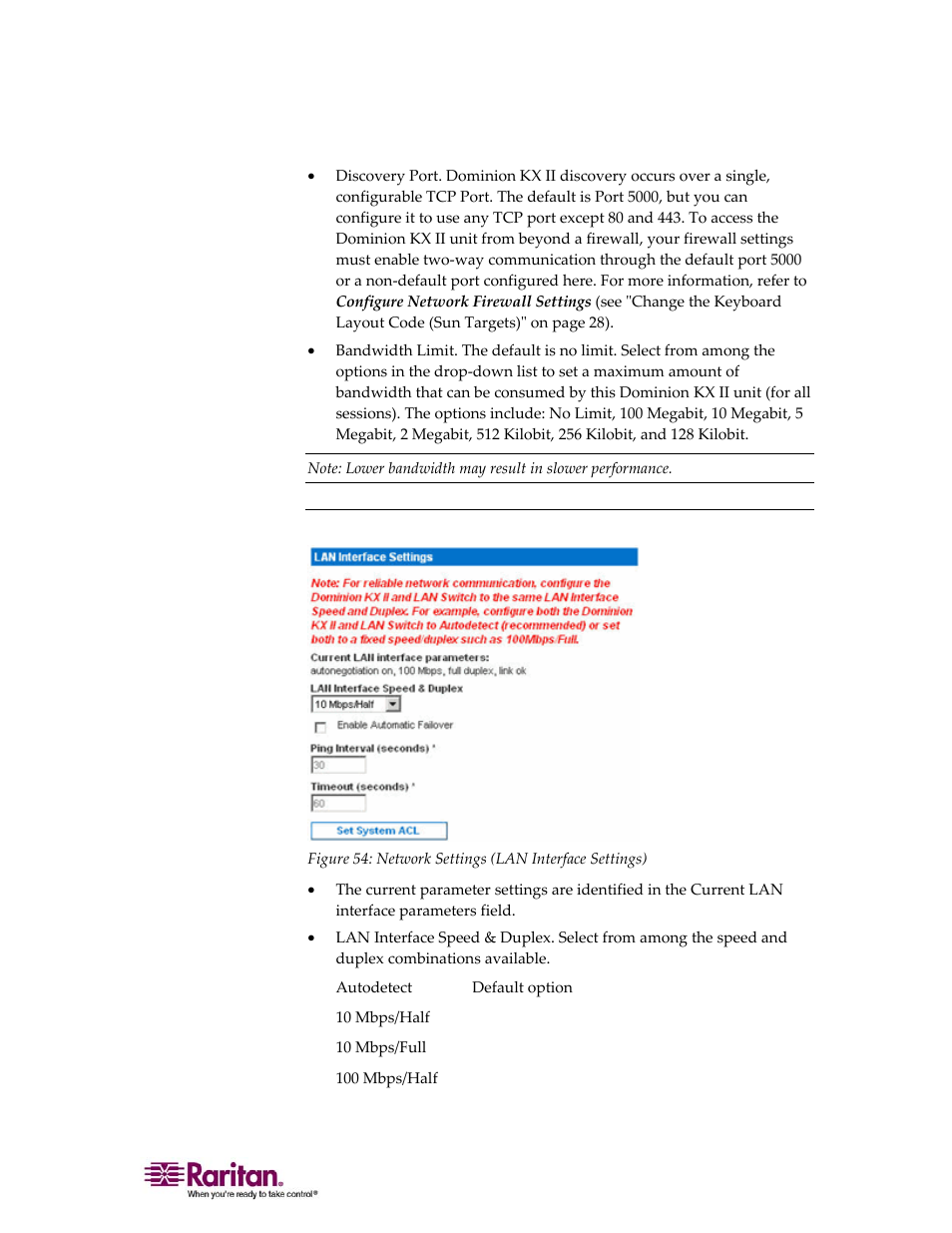 Lan interface settings | Raritan Computer DOMINION KX II DKX2-0E-E User Manual | Page 139 / 257