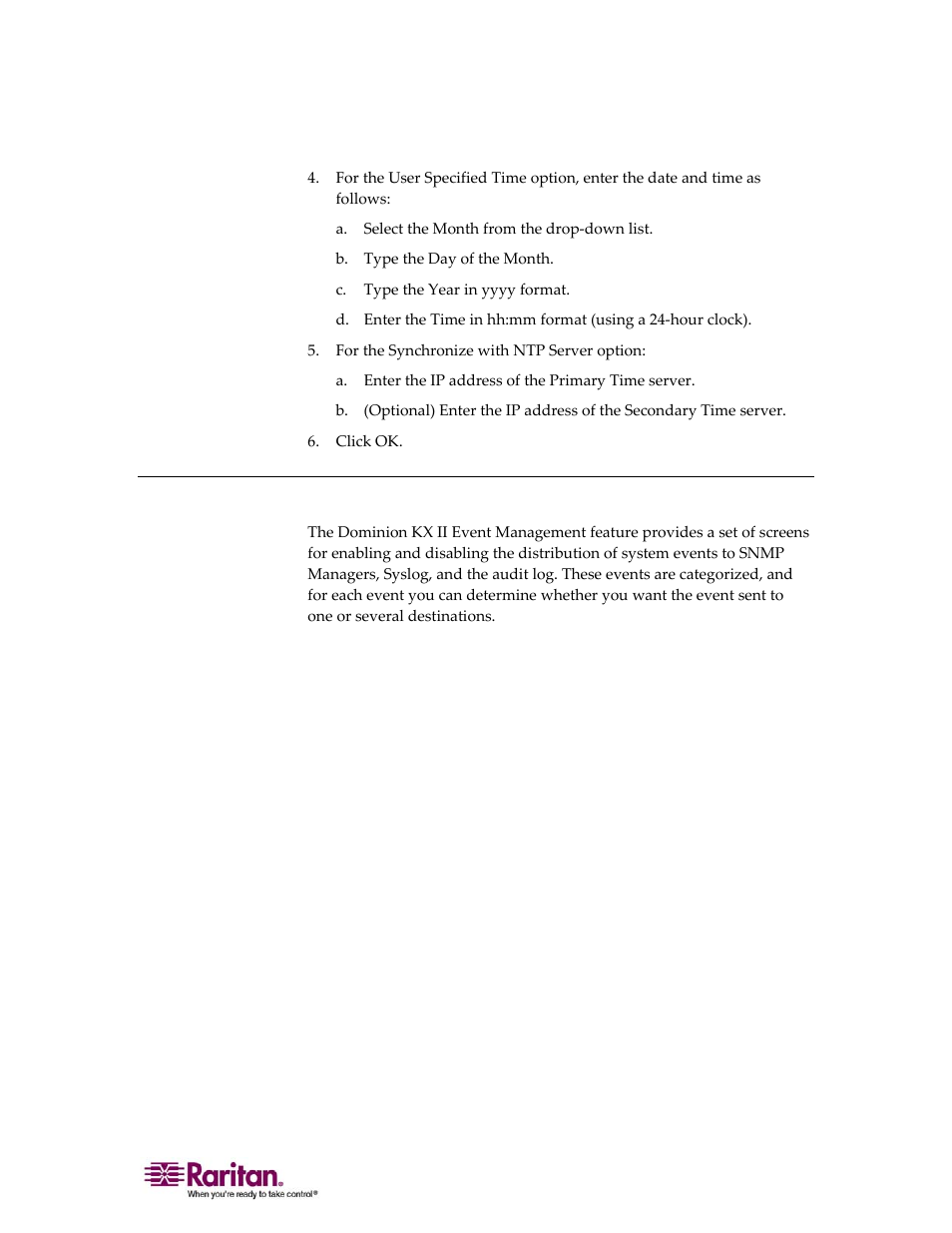 Event management | Raritan Computer DOMINION KX II DKX2-0E-E User Manual | Page 143 / 257