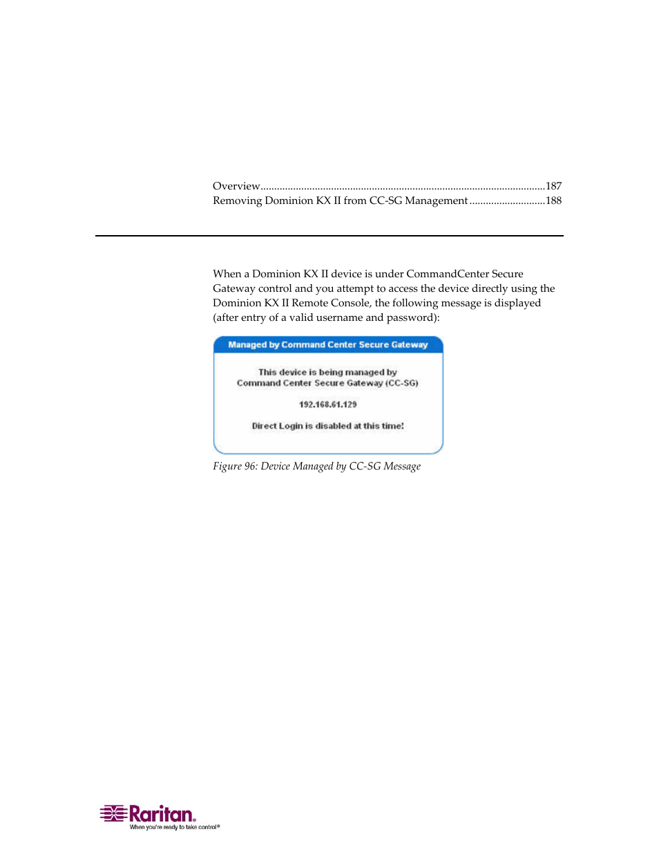 Cc unmanage, Overview, Chapter 14 cc unmanage | Raritan Computer DOMINION KX II DKX2-0E-E User Manual | Page 201 / 257