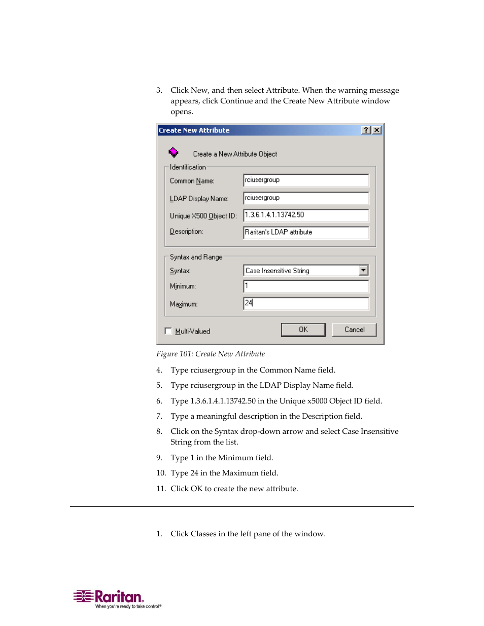 Adding attributes to the class | Raritan Computer DOMINION KX II DKX2-0E-E User Manual | Page 213 / 257