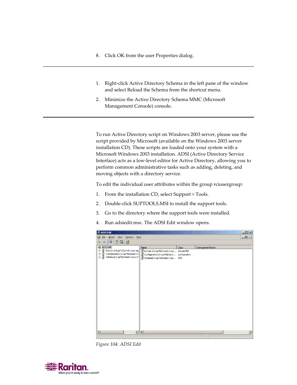 Updating the schema cache, Editing rciusergroup attributes for user members | Raritan Computer DOMINION KX II DKX2-0E-E User Manual | Page 215 / 257