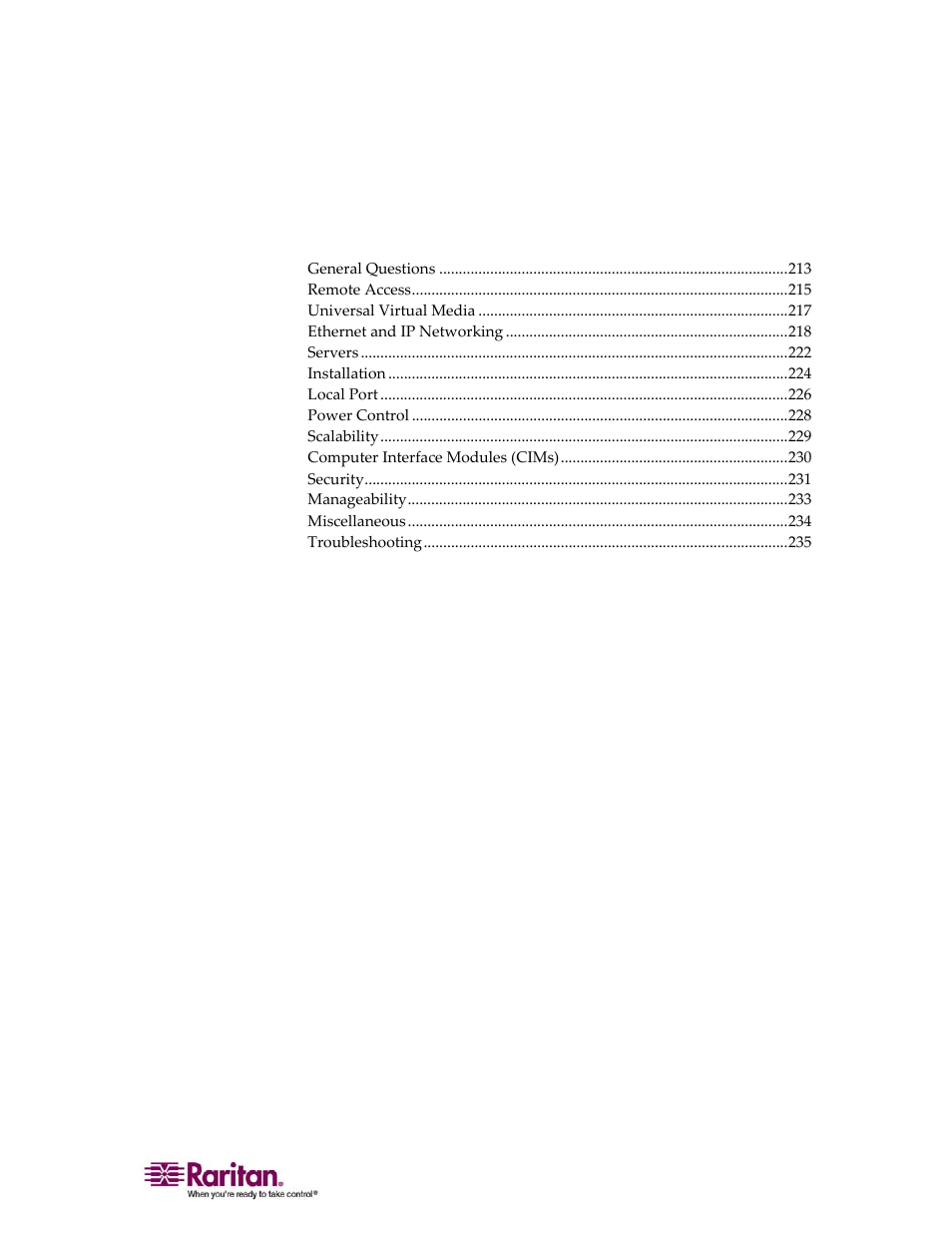 Faqs, Appendix d faqs | Raritan Computer DOMINION KX II DKX2-0E-E User Manual | Page 226 / 257