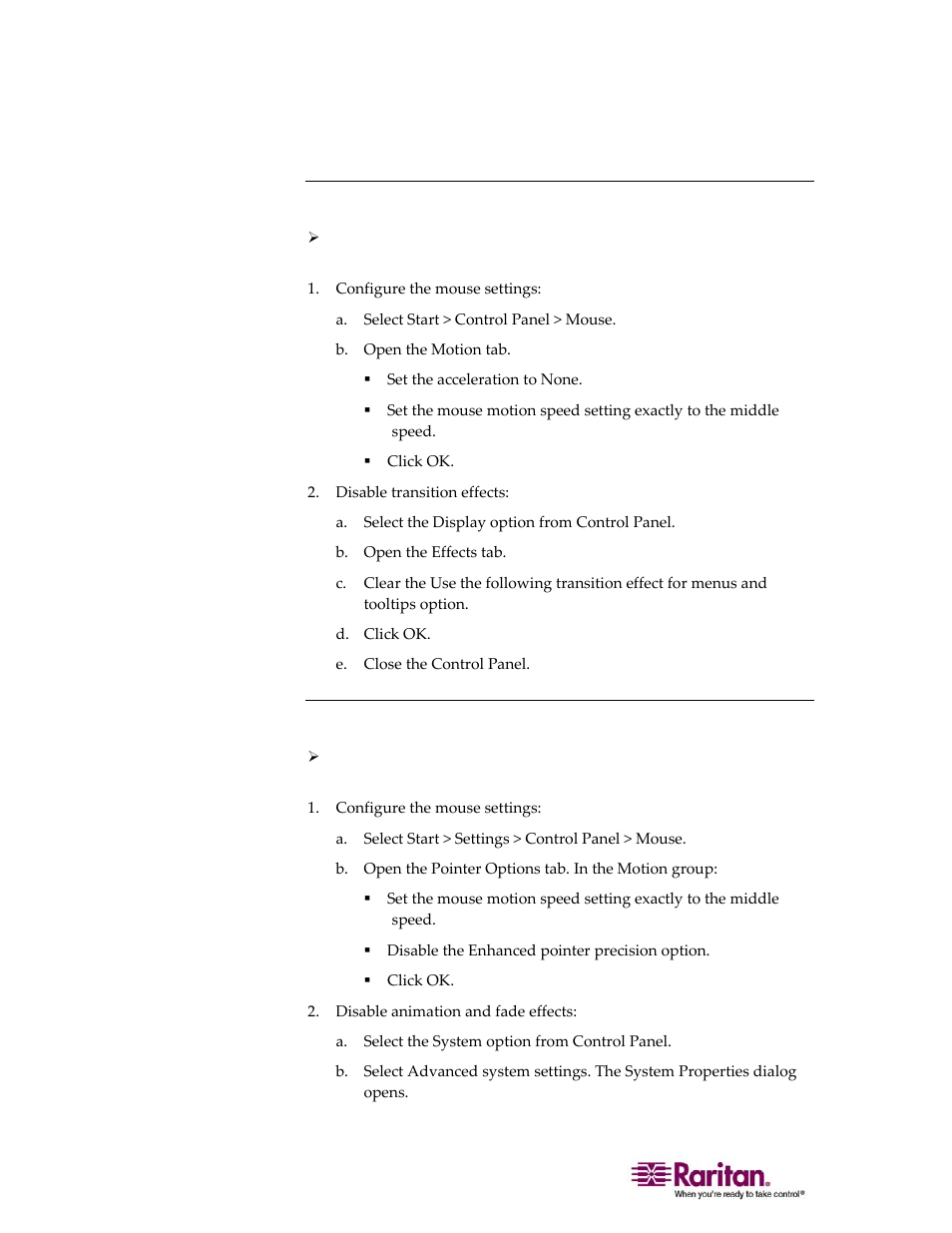 Windows 2000 settings, Windows vista | Raritan Computer DOMINION KX II DKX2-0E-E User Manual | Page 32 / 257