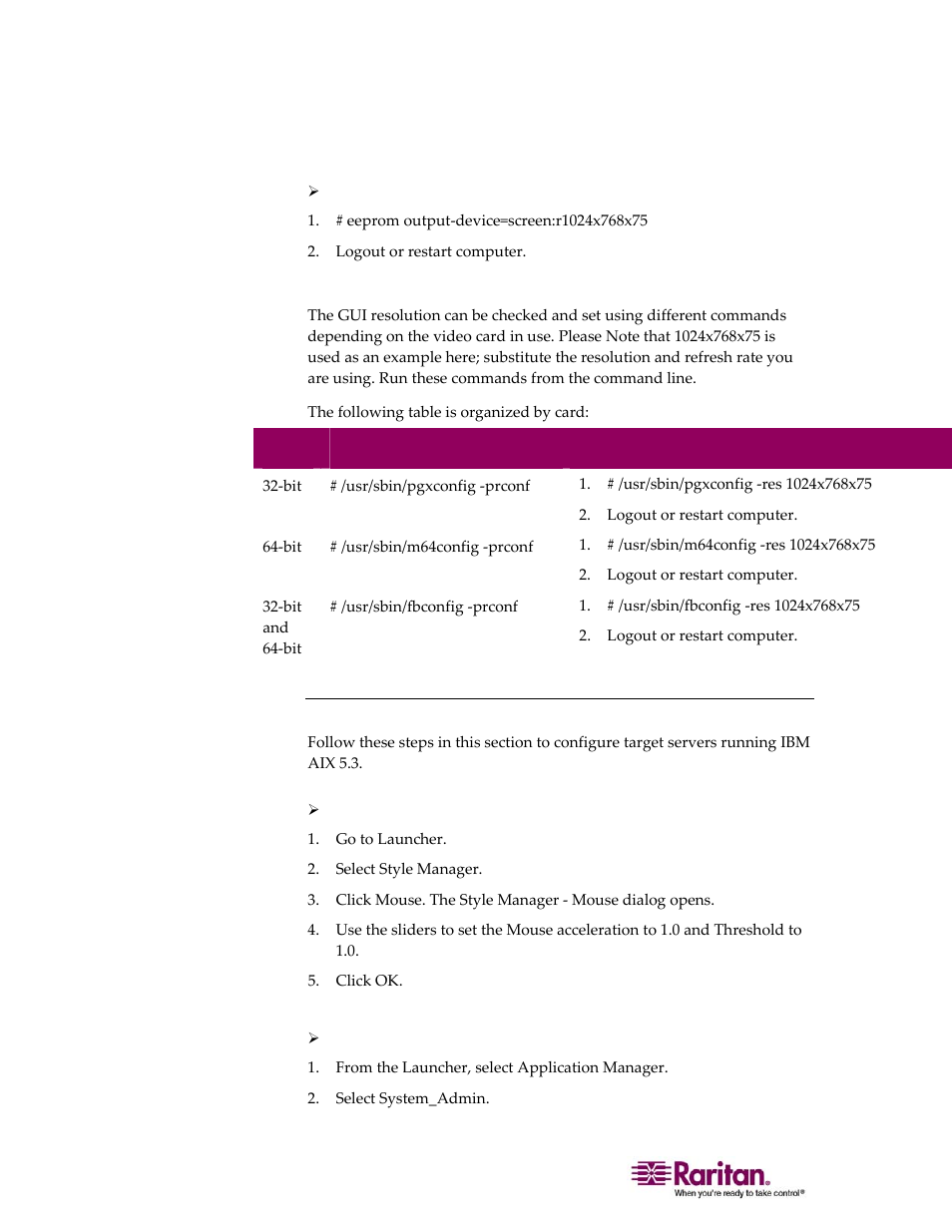 Ibm aix 5.3 settings | Raritan Computer DOMINION KX II DKX2-0E-E User Manual | Page 40 / 257