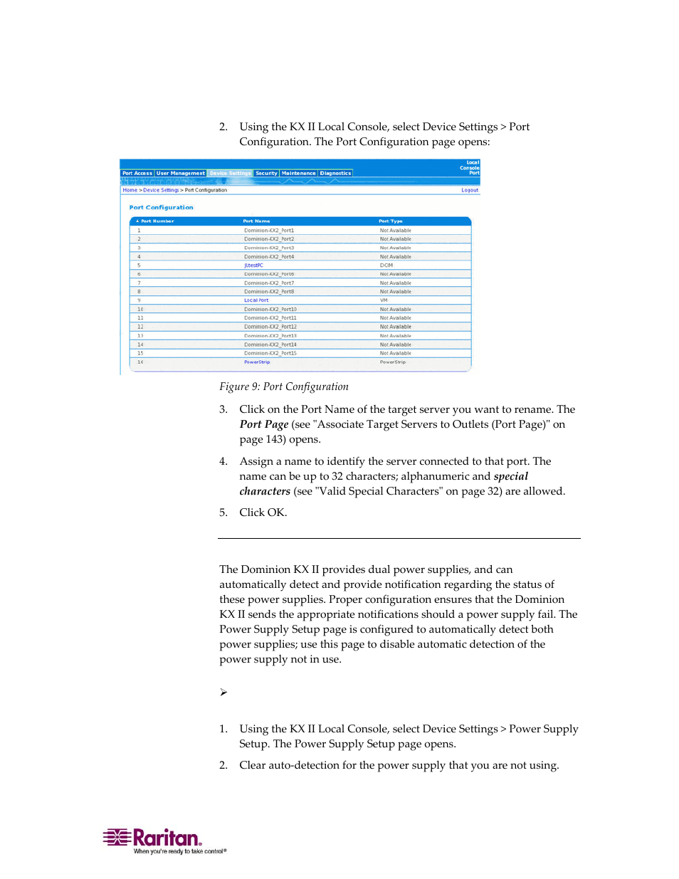 Specifying power supply auto-detection | Raritan Computer DOMINION KX II DKX2-0E-E User Manual | Page 49 / 257