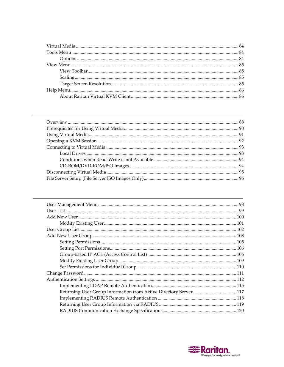 Raritan Computer DOMINION KX II DKX2-0E-E User Manual | Page 6 / 257