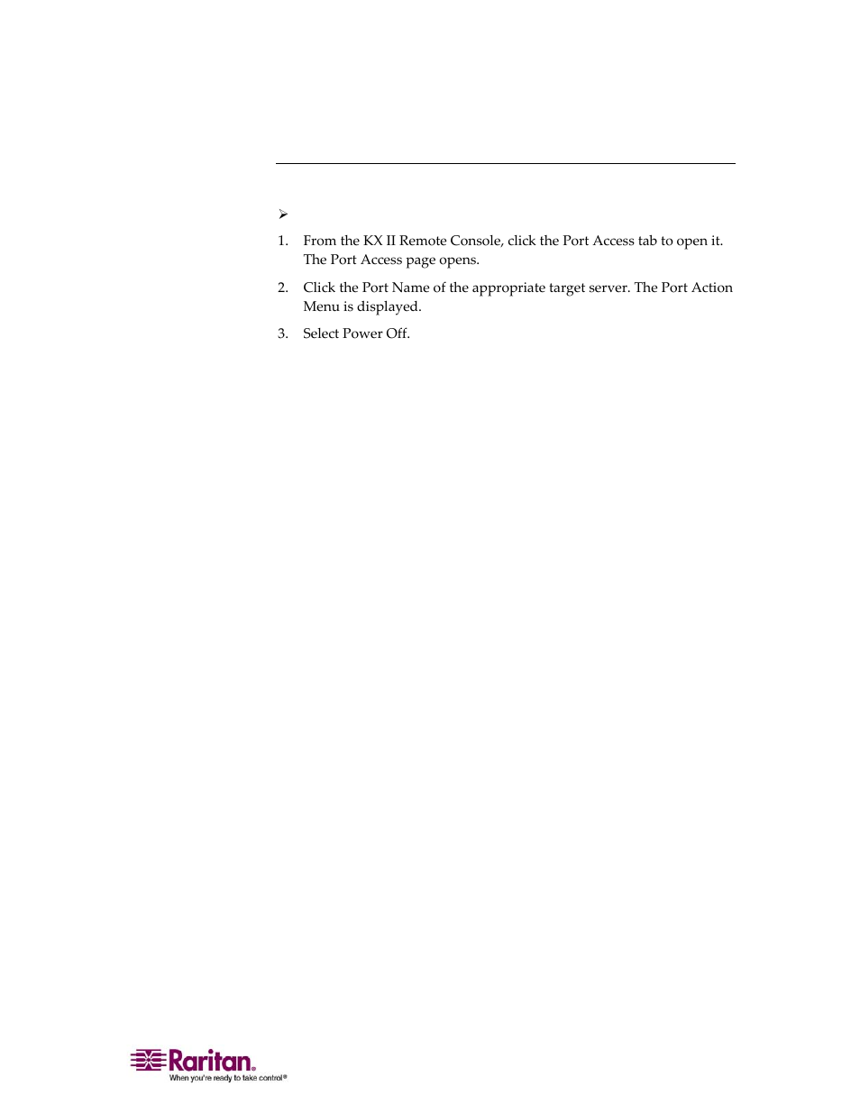 Power off a target server | Raritan Computer DOMINION KX II DKX2-0E-E User Manual | Page 77 / 257