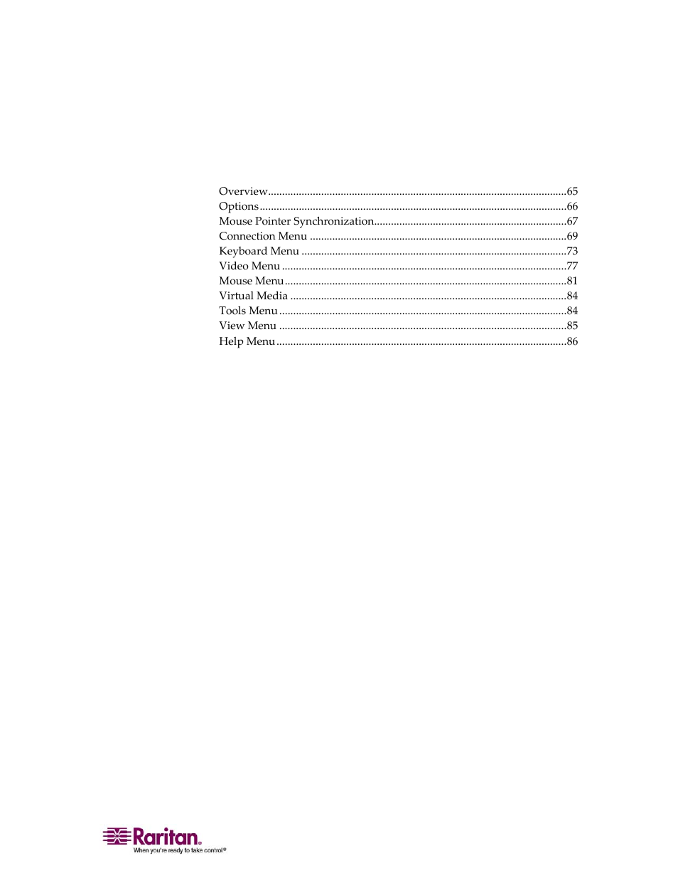 Virtual kvm client, Ge 64) w, Ge 64) | Chapter 6 virtual kvm client | Raritan Computer DOMINION KX II DKX2-0E-E User Manual | Page 78 / 257