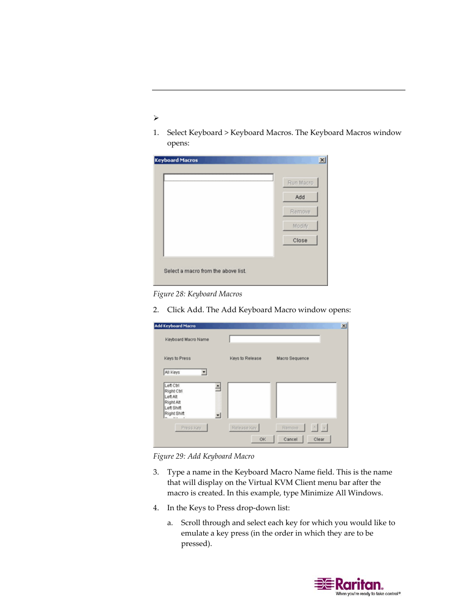 Creating a keyboard macro | Raritan Computer DOMINION KX II DKX2-0E-E User Manual | Page 88 / 257