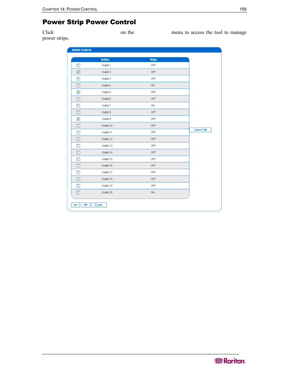 Power strip power control, Figure 98 power strip power control | Raritan Computer DOMINION DSX-0N-E User Manual | Page 177 / 233