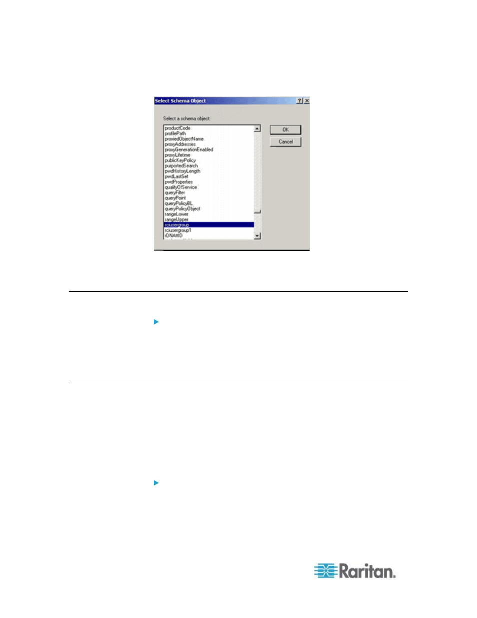 Updating the schema cache, Editing rciusergroup attributes for user members | Raritan Computer DKX2-V2.3.5-0N-E User Manual | Page 295 / 351