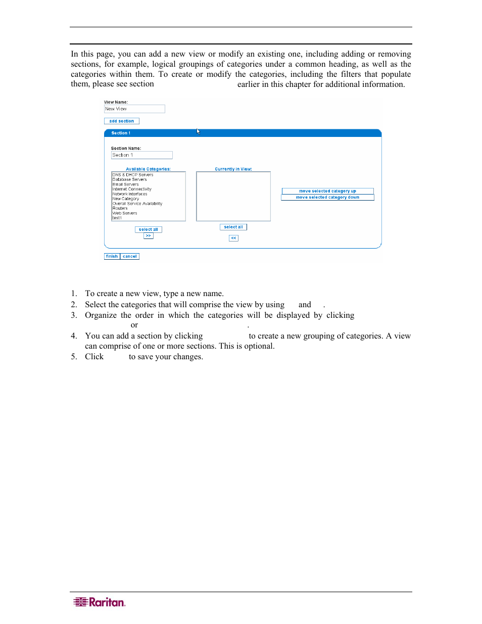 Add/modify an existing view, Figure 127 add/modify views | Raritan Computer COMMANDCENTER NOC User Manual | Page 112 / 156
