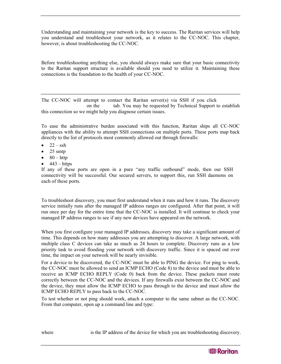 Your network, Raritan support structure, Contacting raritan | Discovery | Raritan Computer COMMANDCENTER NOC User Manual | Page 121 / 156