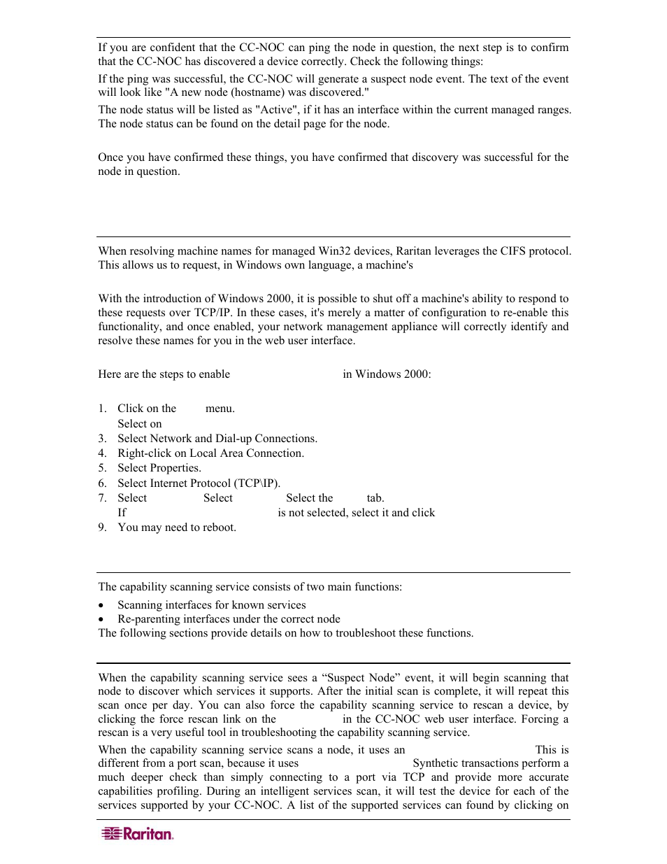Capability scanning, Scanning interfaces | Raritan Computer COMMANDCENTER NOC User Manual | Page 122 / 156