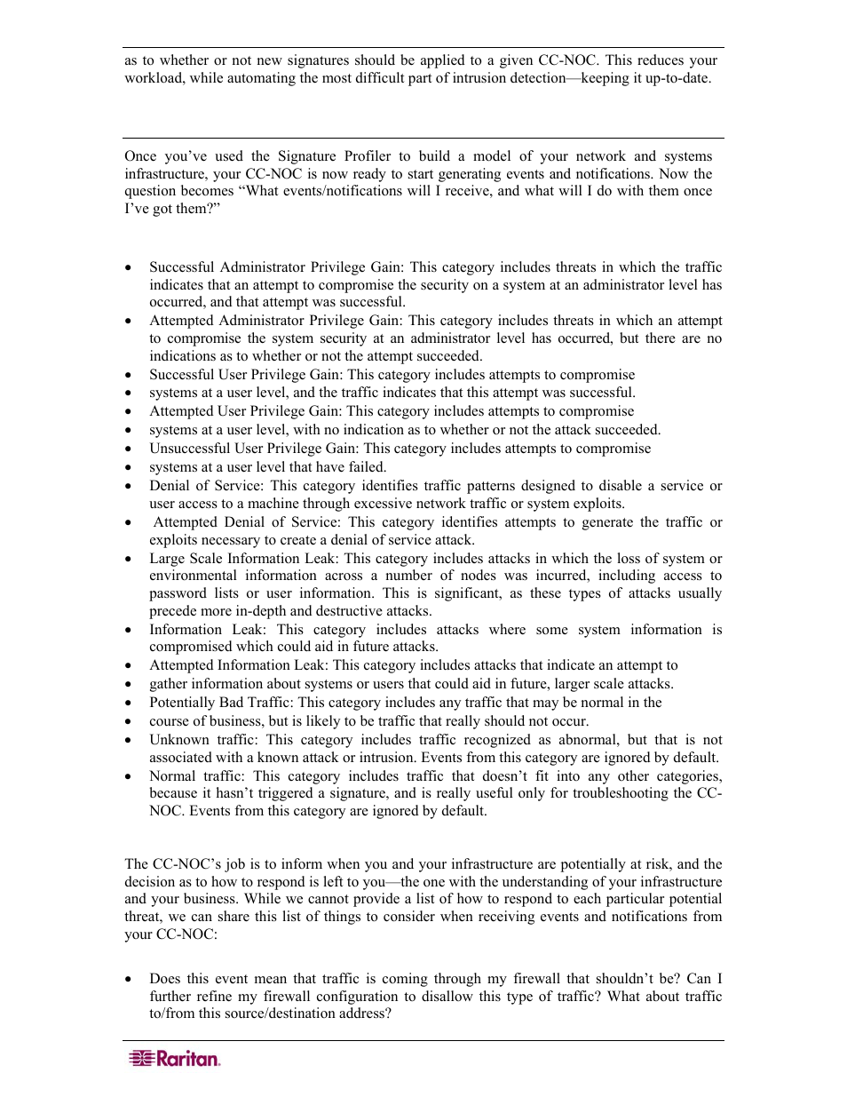 Responding to events and notifications, Event categories, What do i do when | Raritan Computer COMMANDCENTER NOC User Manual | Page 146 / 156