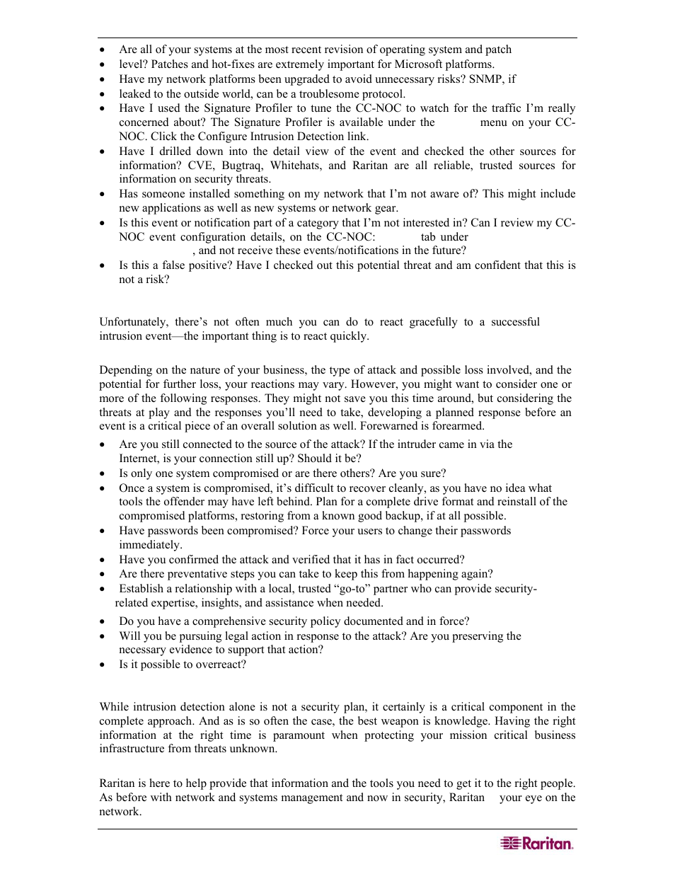 What if i have been hacked, Security – an elusive goal | Raritan Computer COMMANDCENTER NOC User Manual | Page 147 / 156