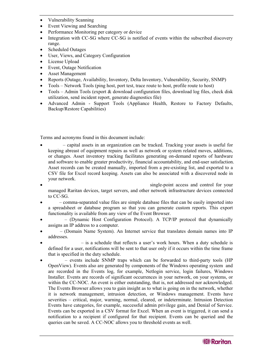 Terminology/acronyms | Raritan Computer COMMANDCENTER NOC User Manual | Page 15 / 156