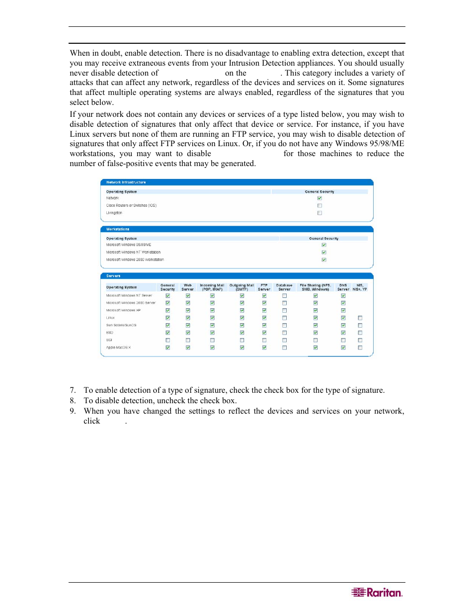 Select types of signatures to monitor, Figure 64 selecting signature types | Raritan Computer COMMANDCENTER NOC User Manual | Page 63 / 156