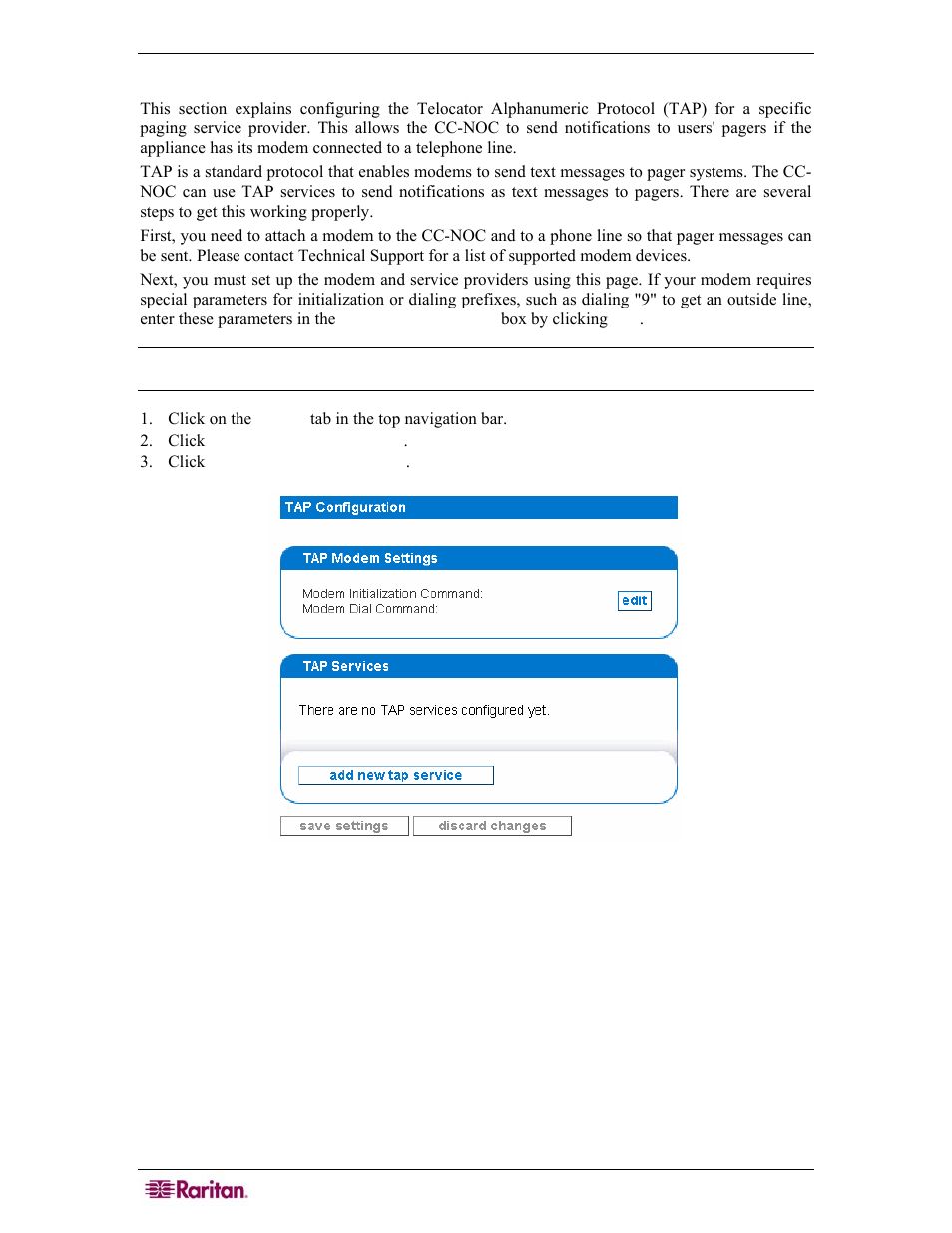 Configure tap paging, Figure 110 configuring tap paging | Raritan Computer COMMANDCENTER NOC User Manual | Page 98 / 156